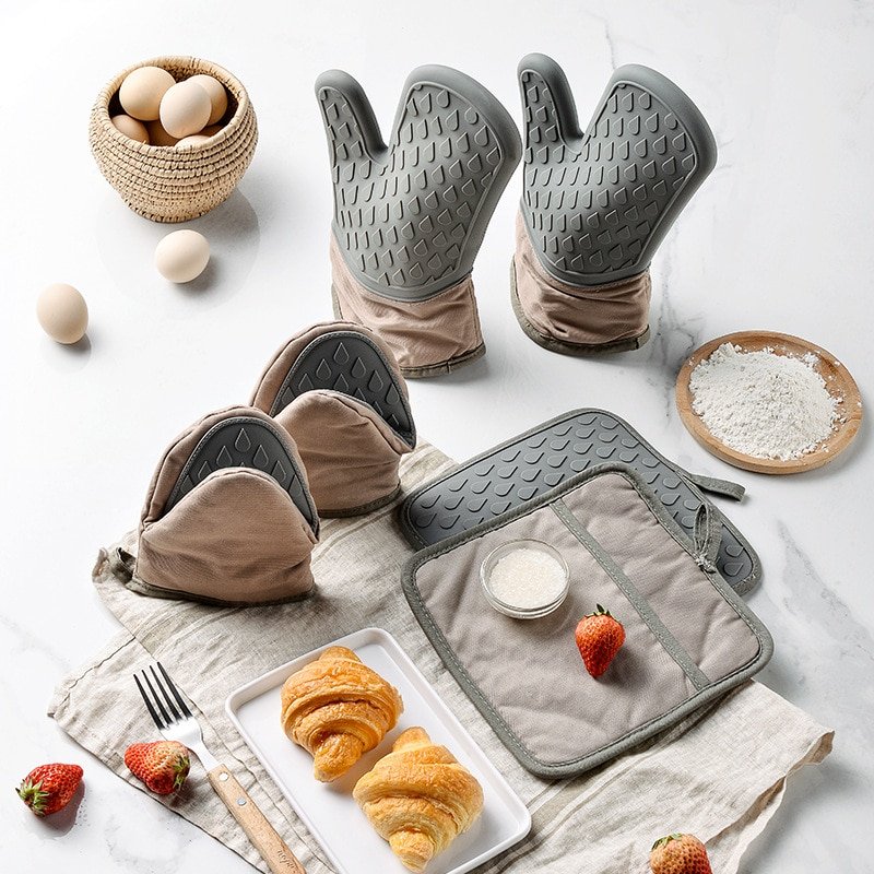 Gants en silicone résistant à la chaleur pour cuisine et barbecue