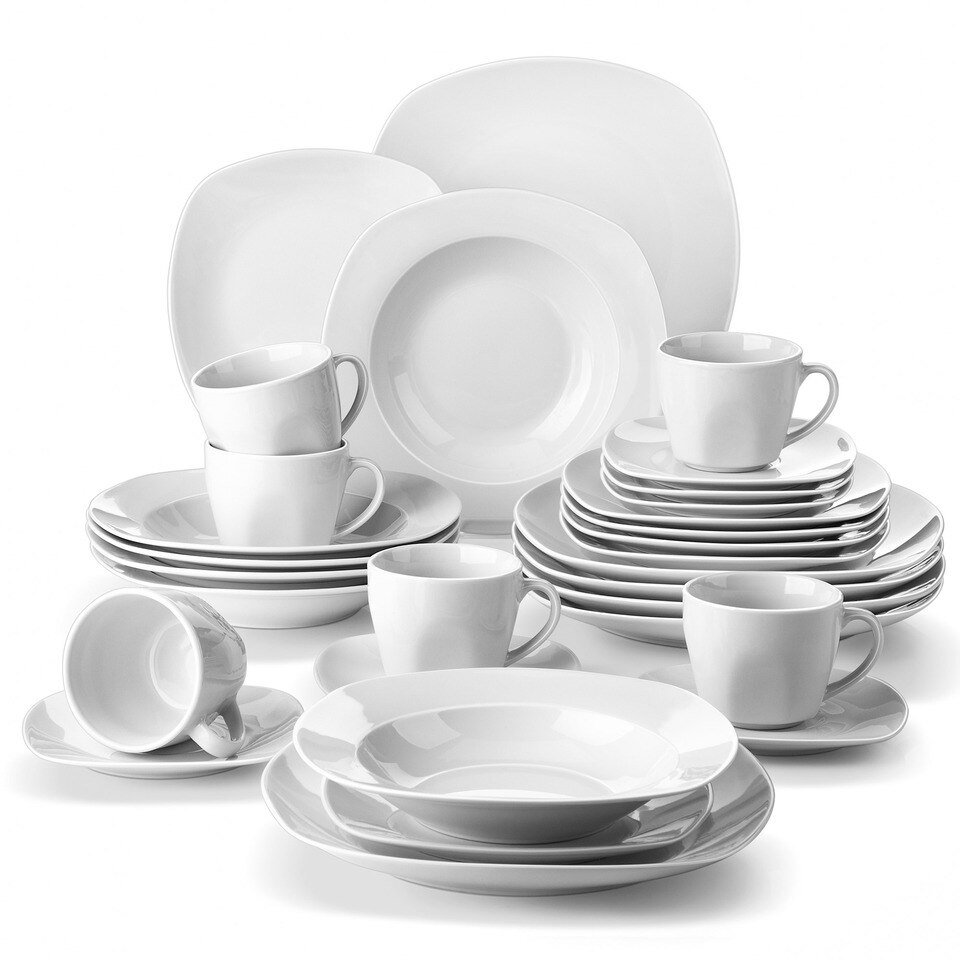 Ensemble de Vaisselle en Céramique Porcelaine de 30 Pièces pour 6 Personnes MALACASA Elisa