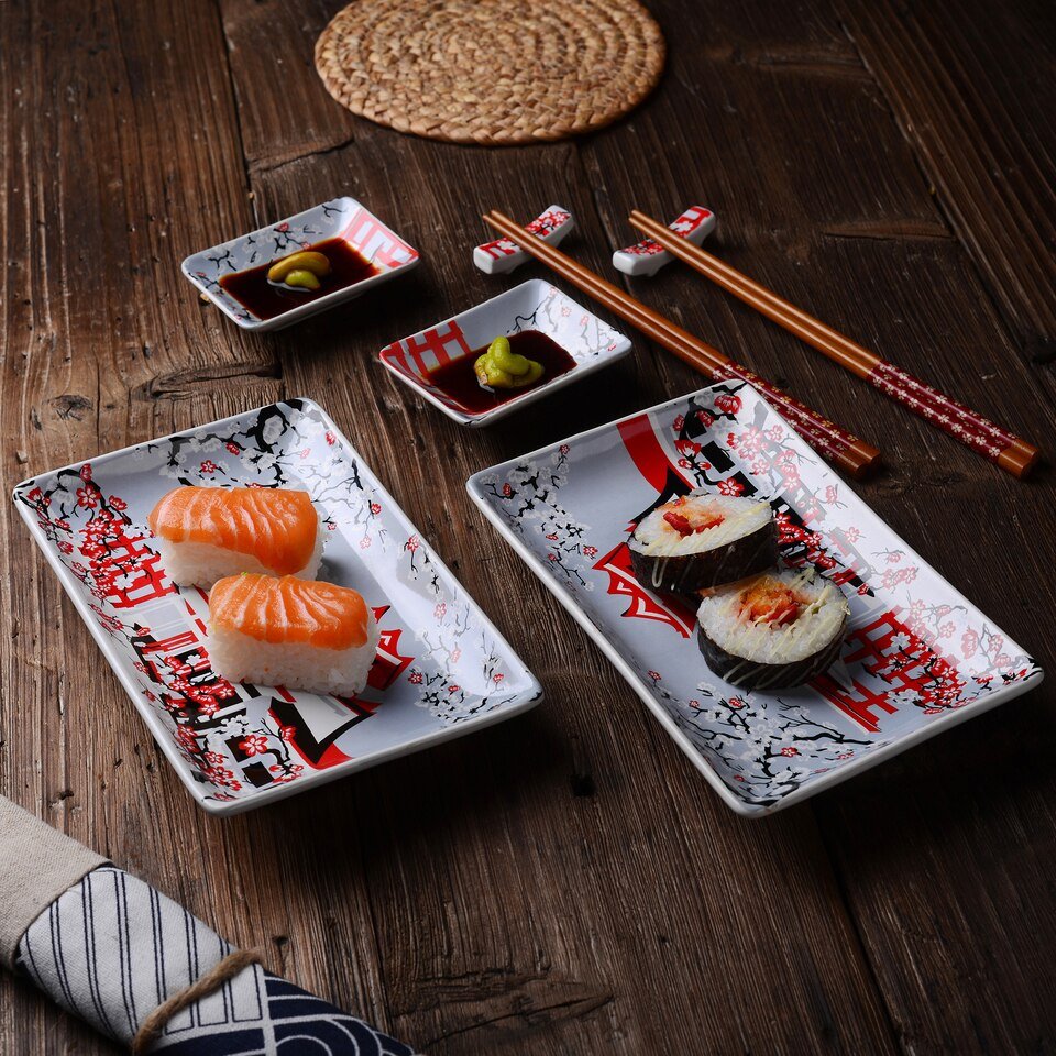 Ensemble pour Sushi de Style Japonais en Porcelaine Panbado