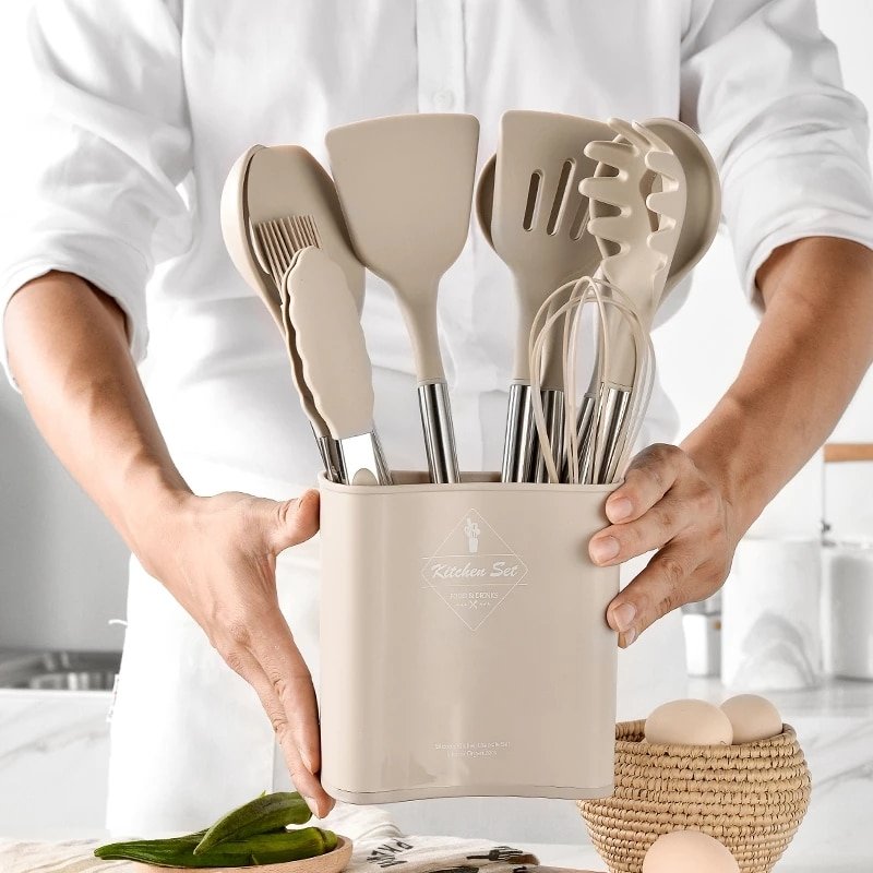 Ensemble d'Ustensiles de Cuisine en Silicone