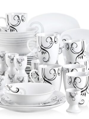 Ensemble de 40 Pièces de Vaisselle en Porcelaine avec Motifs VEWEET ZOEY