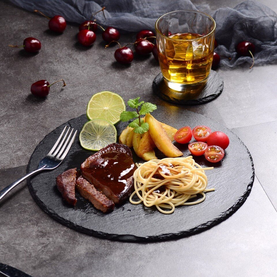 Ensemble de Sets de Table et Sous-Verres Malacasa en Ardoise Naturelle