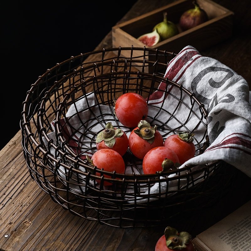 Panier de Rangement en Fer Forgé Vintage