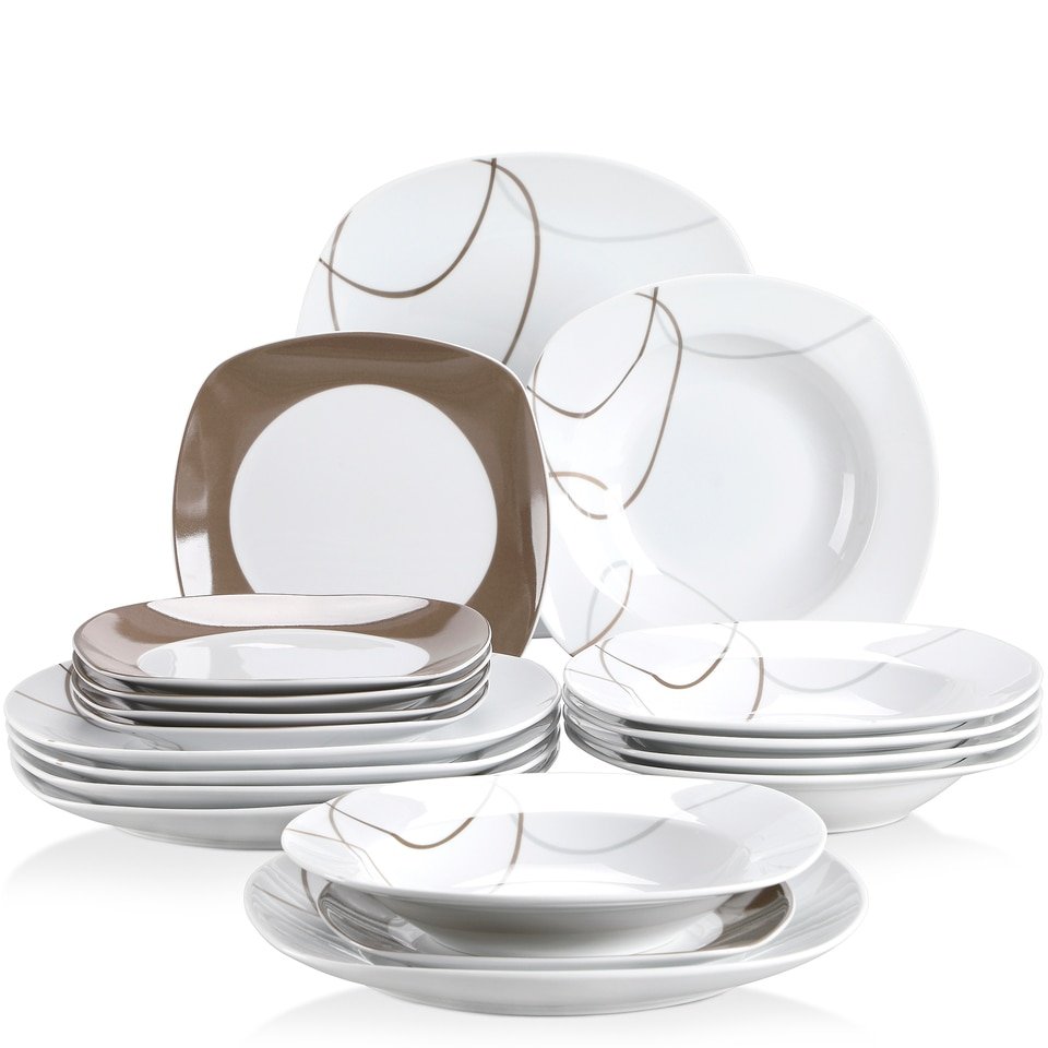 Veweet Nikita Set de Vaisselle 18 Pièces en Porcelaine