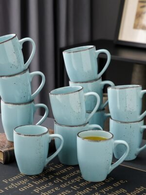 Ensemble de Mugs en Céramique Bleu Oceano Vancasso Navia