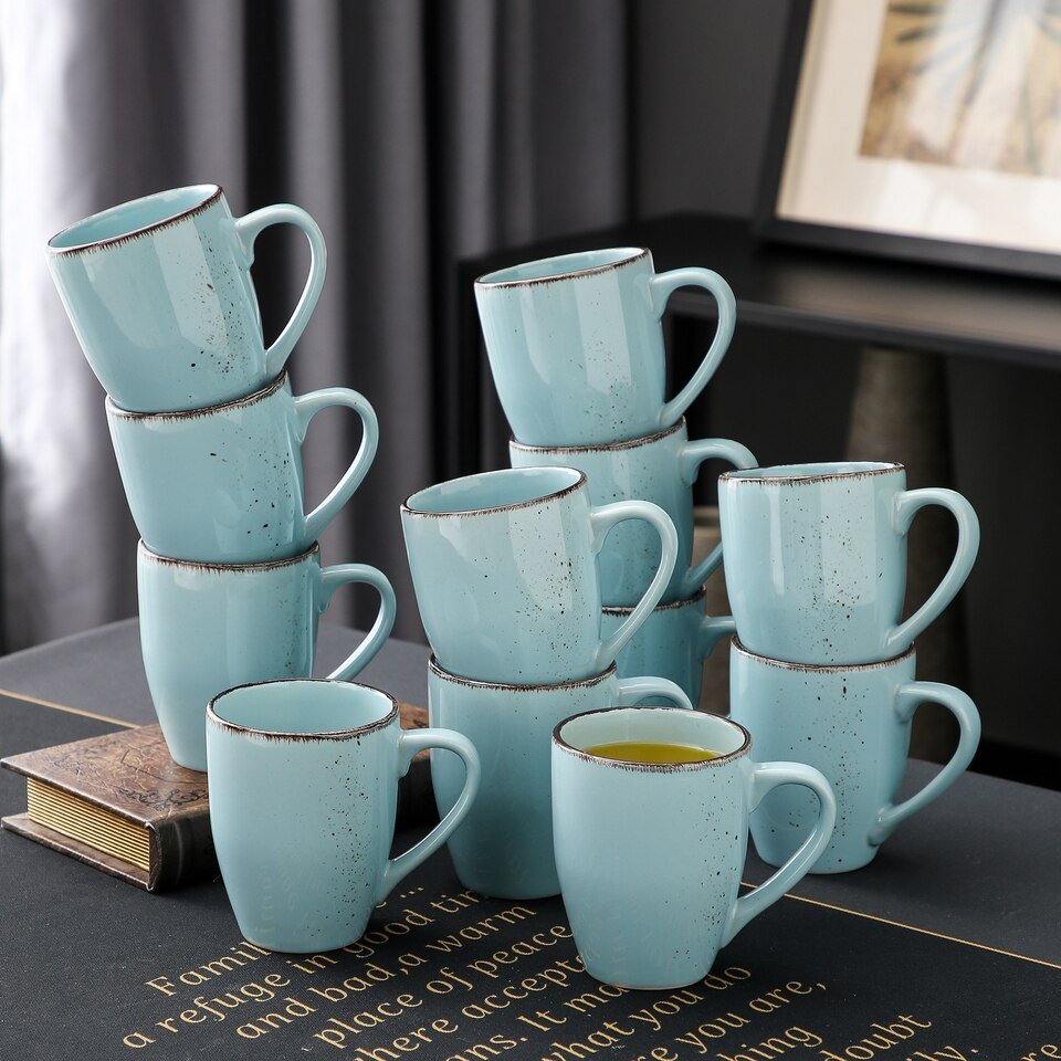 Ensemble de Mugs en Céramique Bleu Oceano Vancasso Navia