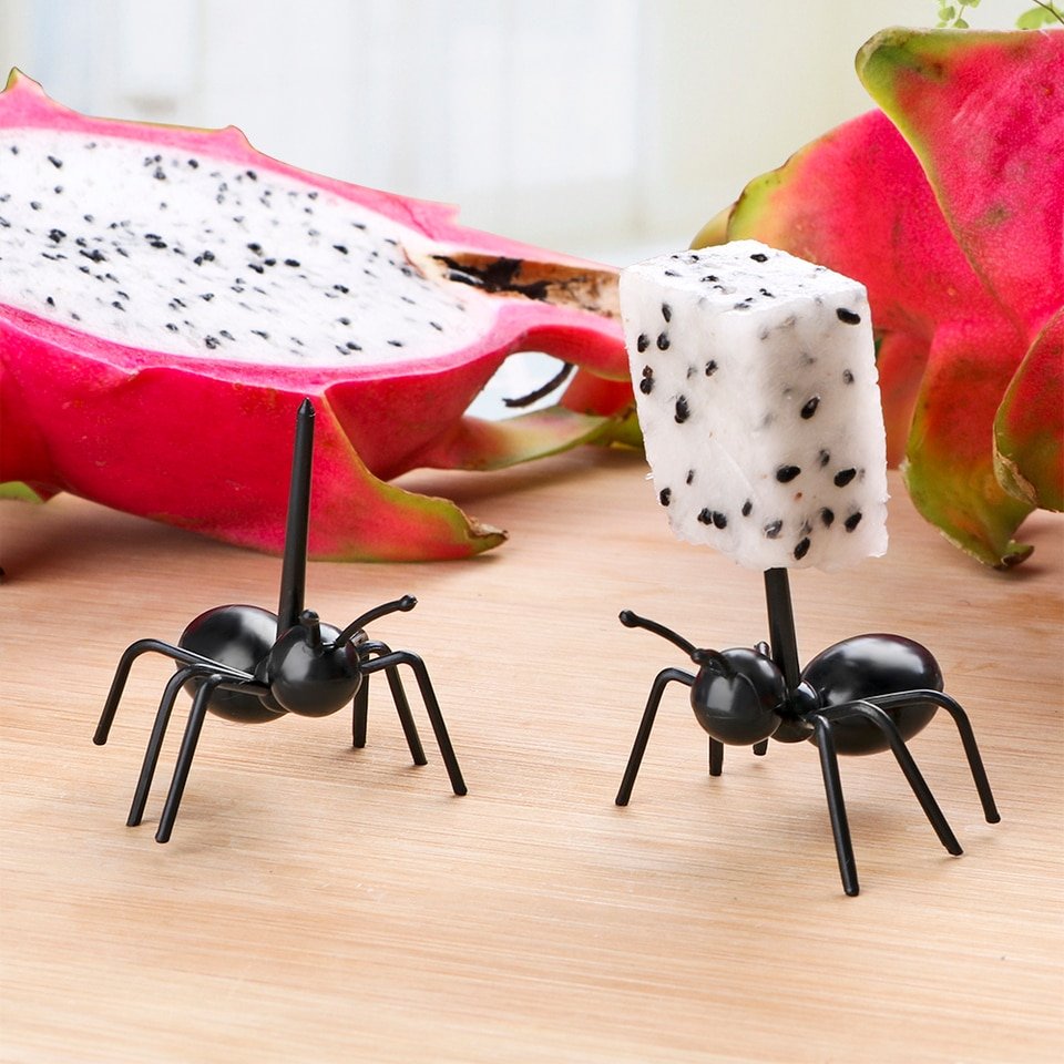 Mini-Fourchettes à Fruits Ant en Plastique 12 Pièces