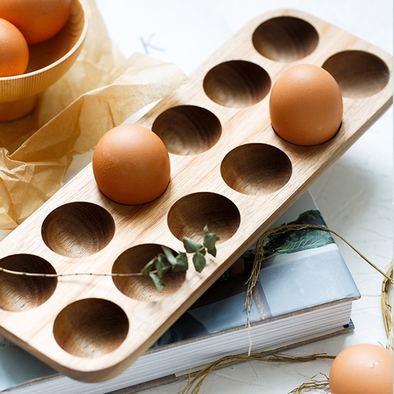 Boîte de Rangement à Oeufs en Bois, Style Japonais