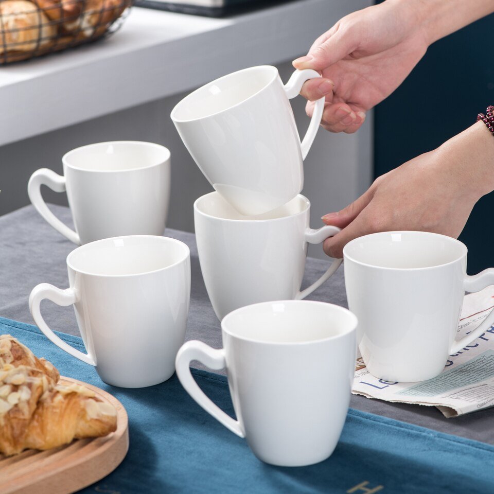 Ensemble de Tasses à Café en Porcelaine Blanche MALACASA Elvira