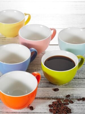 Ensemble de 6 Tasses en Porcelaine de 375ML avec Poignée Panbado