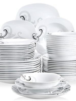 Set de Vaisselle Veweet Zoey 48 Pièces en Porcelaine Noire