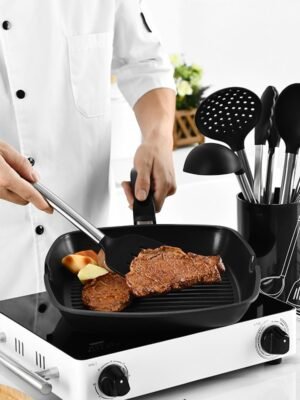 Ustensiles de Cuisine en Acier Inoxydable et Silicone