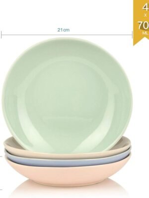 Ensemble de 4 Plats Ovales en Porcelaine pour Soupe, Salade, Dessert Vancasso