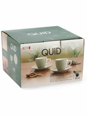 Ensemble de 4 Tasses et Soucoupes Quid Vita Morning en Céramique Beige (22 cl)