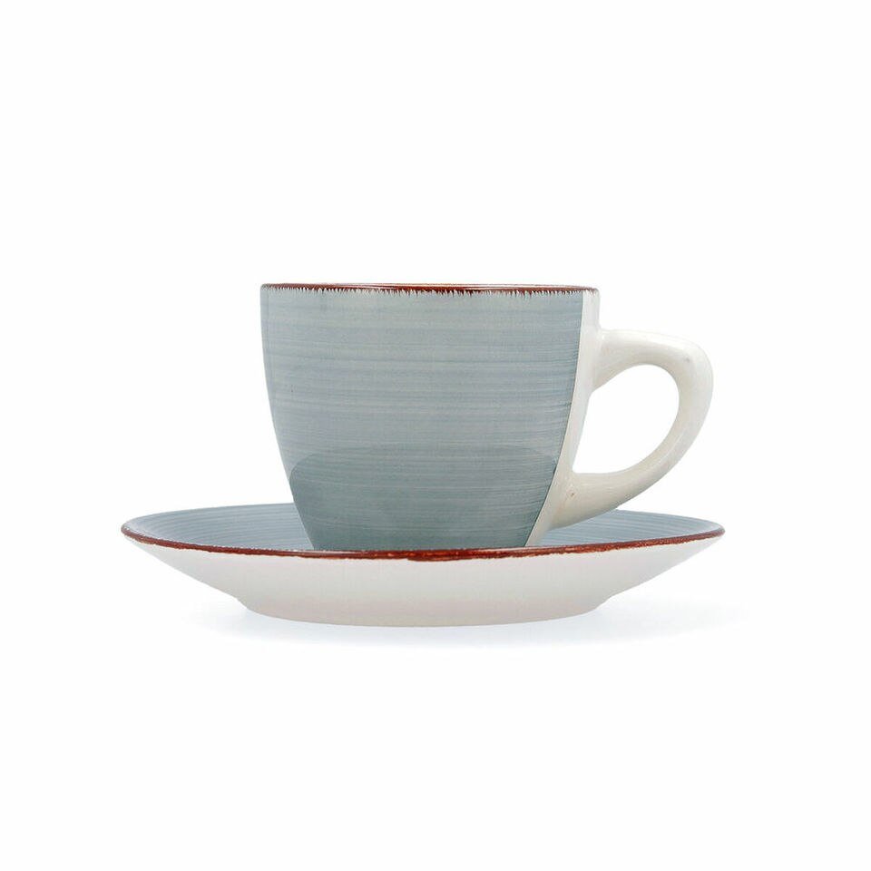 Ensemble de 4 Tasses et Soucoupes Quid Vita Morning en Céramique Bleue (22 cl)