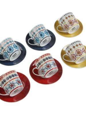 Ensemble de 12 Mugs et Soucoupes en Porcelaine Versa Sylvia