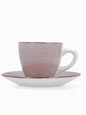 Ensemble de Mugs et Sous-Tasses en Céramique Rose