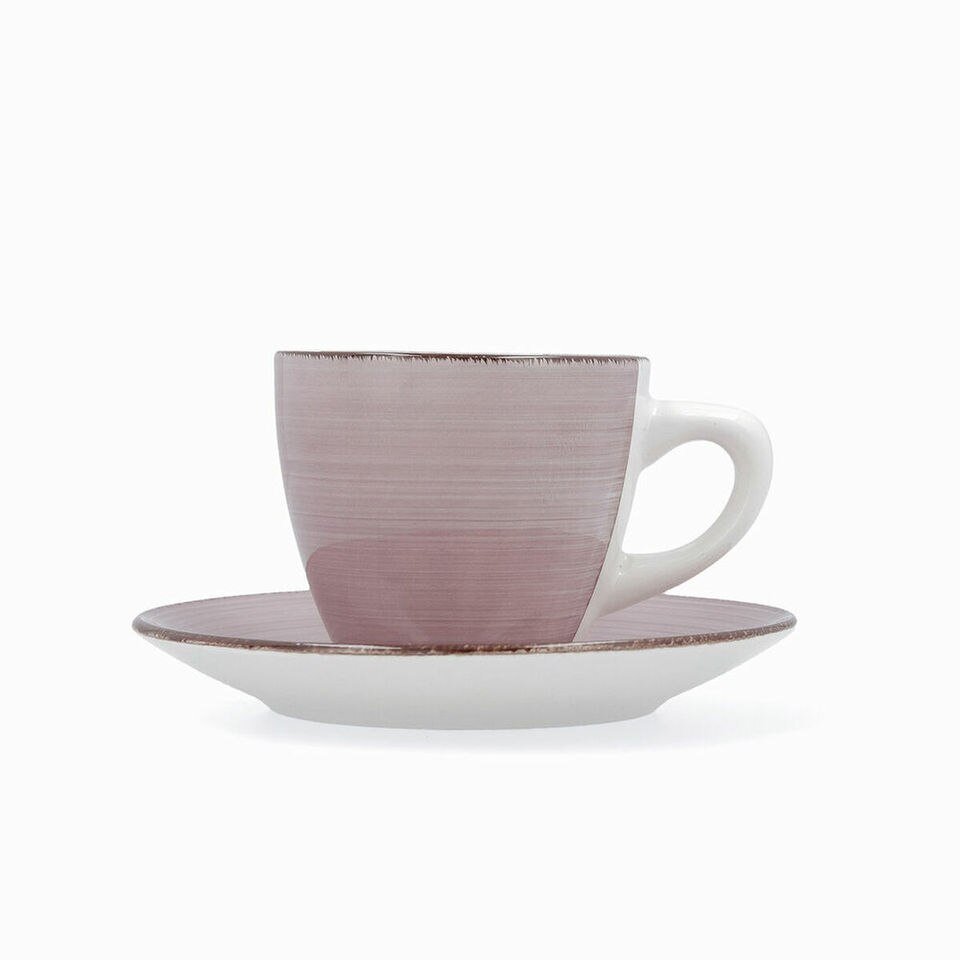 Ensemble de Mugs et Sous-Tasses en Céramique Rose