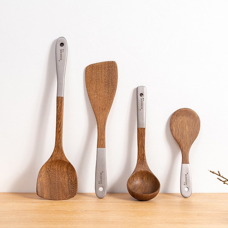 Ensemble d'Ustensiles de Cuisine en Bois