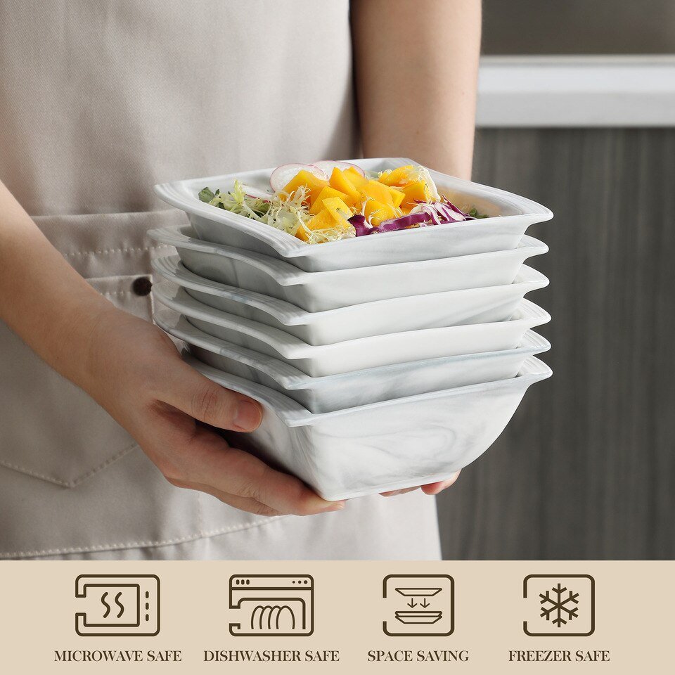 Service de Vaisselle en Porcelaine Gris Marbre Nordique de 26 Pièces MALACASA FLORA - 4