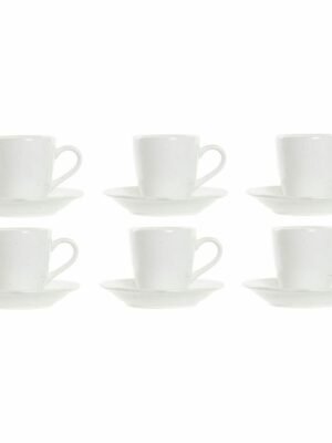 Ensemble de Tasses à Café DKD en Bois de Caoutchouc et Grès Blanc 90 ml