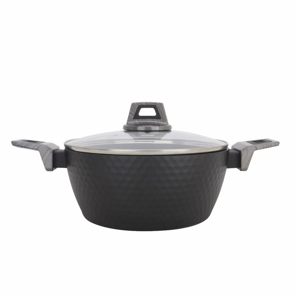 Casserole Amercike avec Couvercle en Aluminium Noir 20 cm