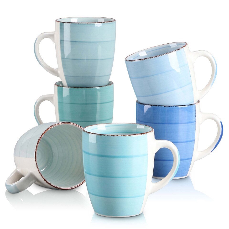 Ensemble de 6 Mugs en Grès Bleu Bonita vancasso