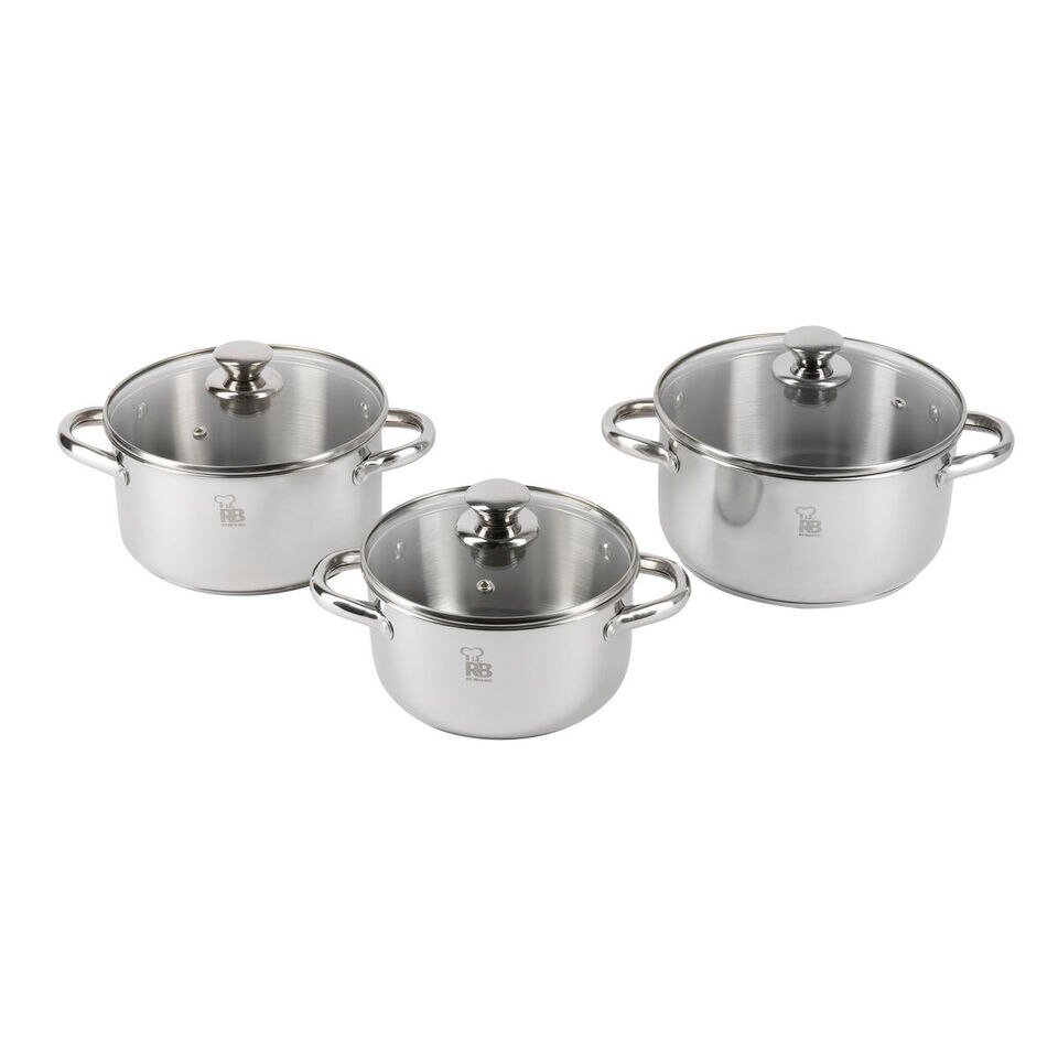 Set de Casseroles Renberg Zante avec Couvercles en Verre, 3 Pièces