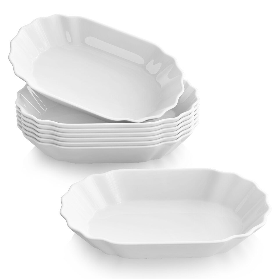 8 Assiettes à Dîner et à Dessert en Porcelaine Blanche MALACASA Regular