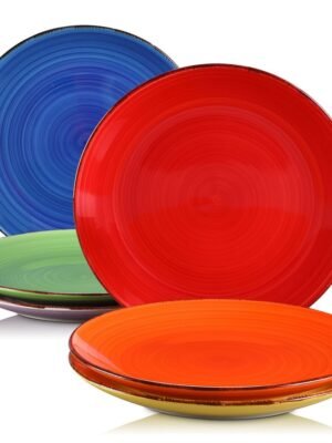 Ensemble de 6 Grandes Assiettes Multicolores Vancasso Bonita