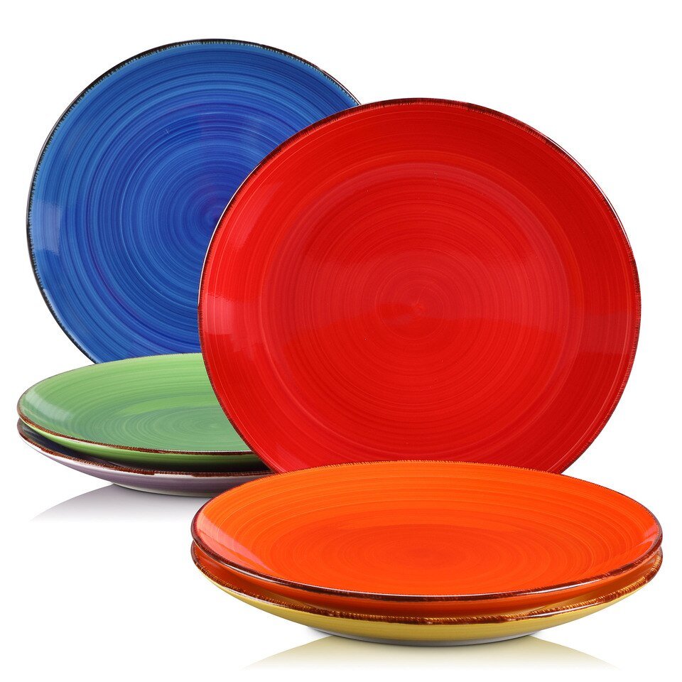 Ensemble de 6 Grandes Assiettes Multicolores Vancasso Bonita