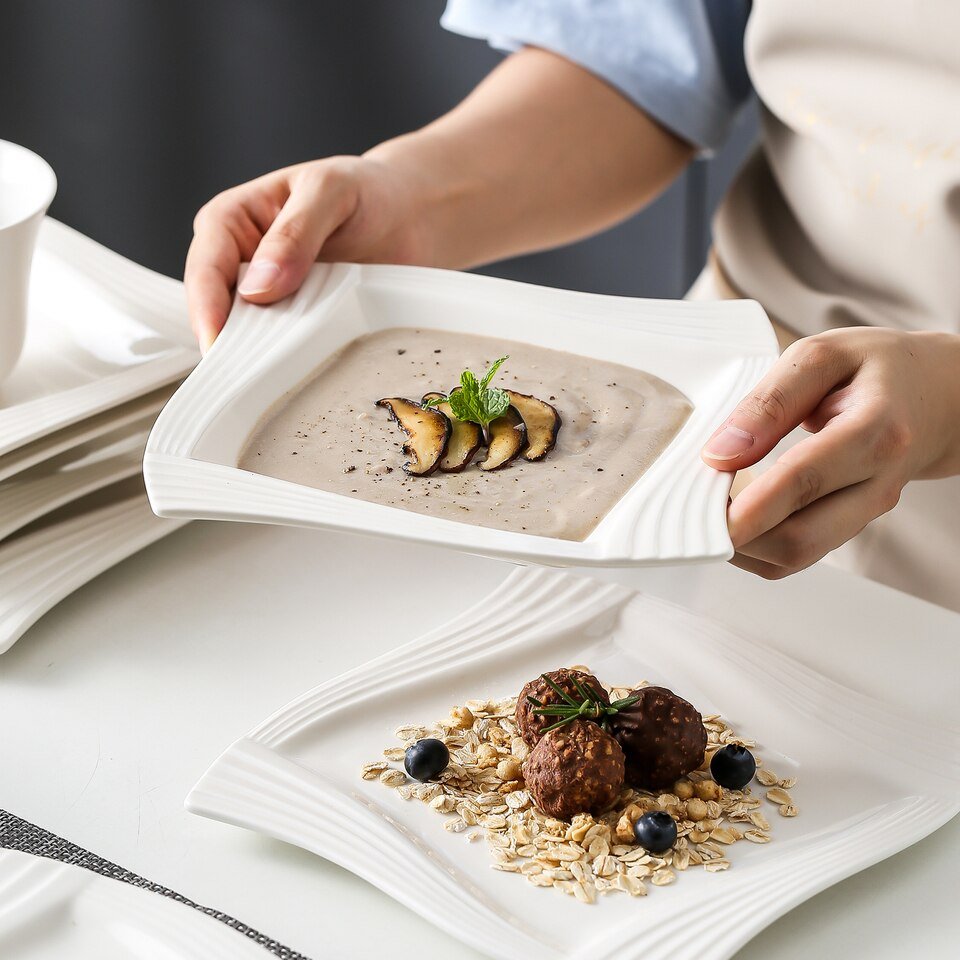 Ensemble de Vaisselle MALACASA Amparo en Porcelaine Blanche - 6