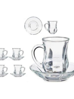 Ensemble de Mugs en Cristal avec Soucoupes (Lot de 8)