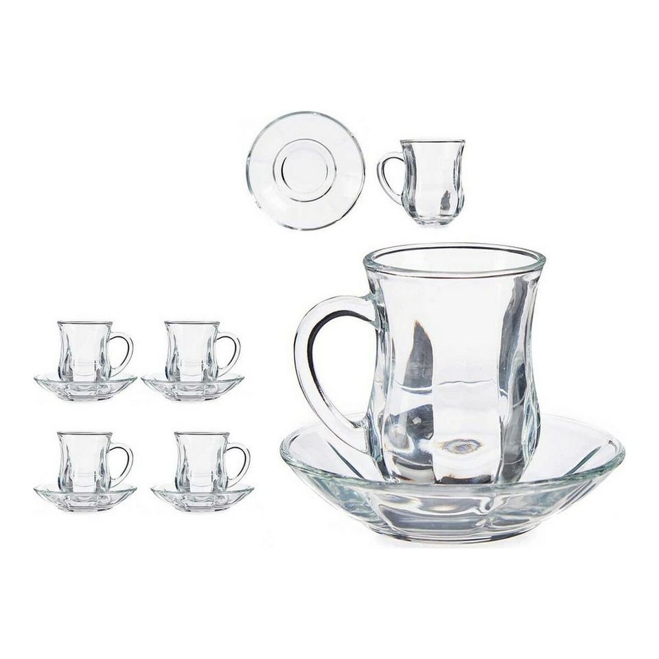 Ensemble de Mugs en Cristal avec Soucoupes (Lot de 8)