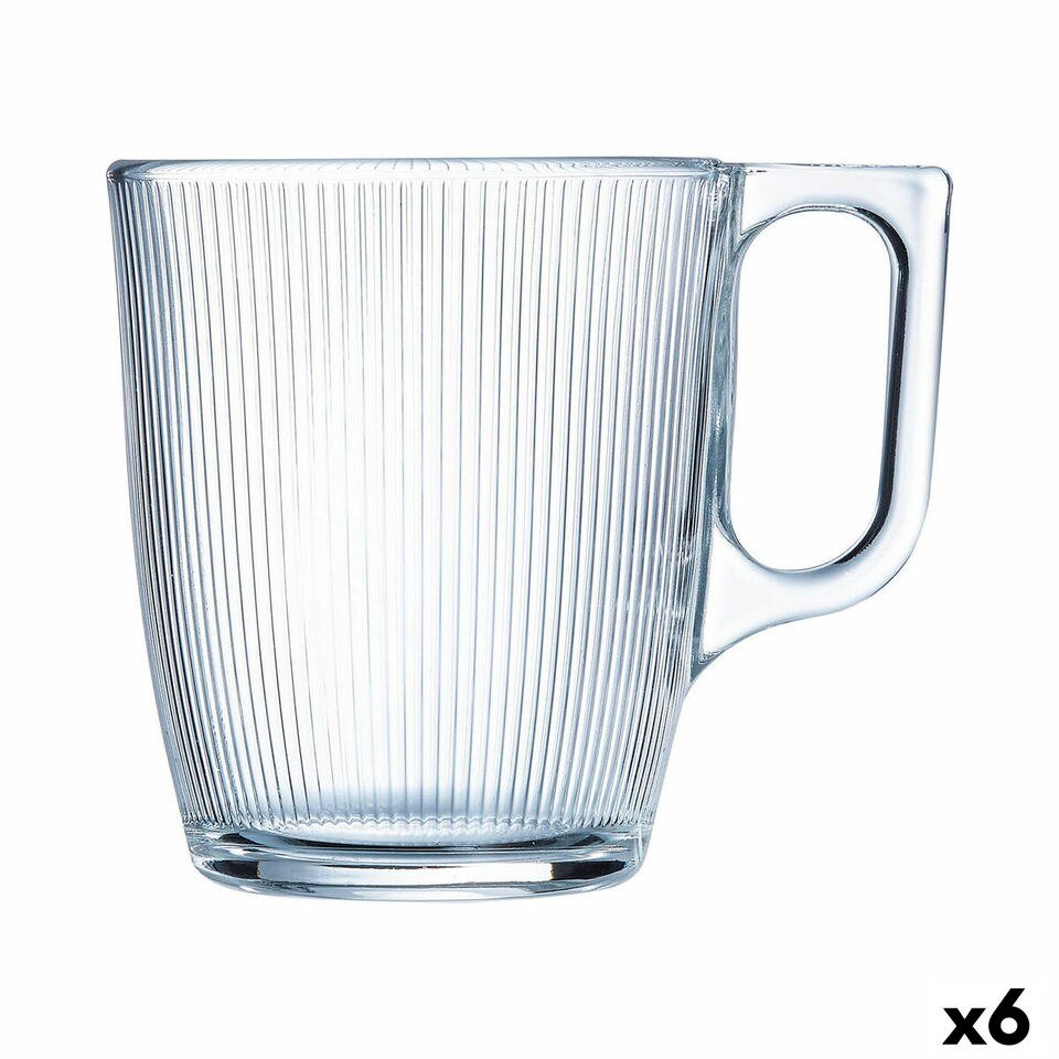 Tasses à Déjeuner Luminarc Stripy en Verre Transparent, 250 ml, 6 Pièces