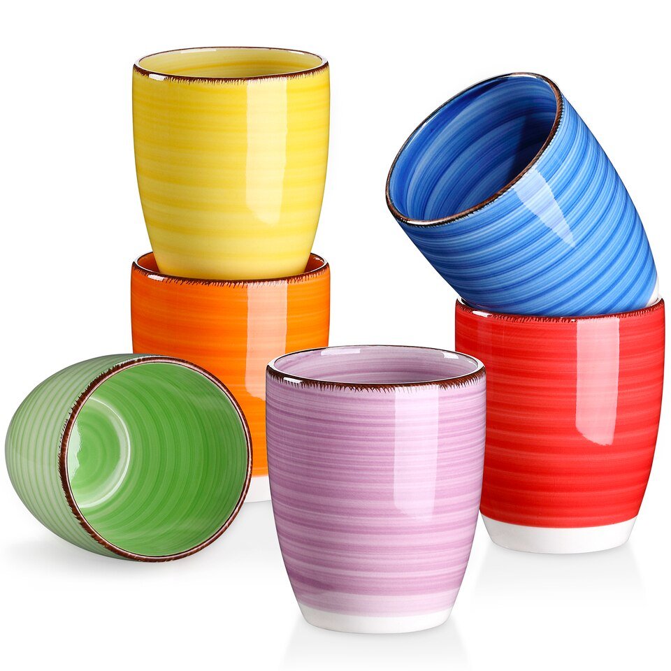 Ensemble de 6 Tasses à Café Multicolores de 350ml/12oz Vancasso Bonita