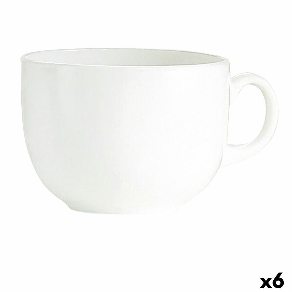 Ensemble de 6 Grandes Tasses Luminarc Blanc en Verre Blanc (720 ml)