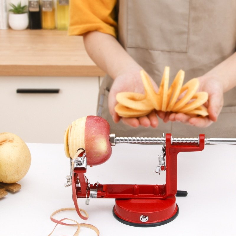 Éplucheur de Pommes 3 en 1 à Manivelle Outil de Cuisine Créatif