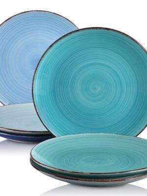 Ensemble de 6 Grandes Assiettes en Céramique Peintes à la Main vancasso Bonita Blue