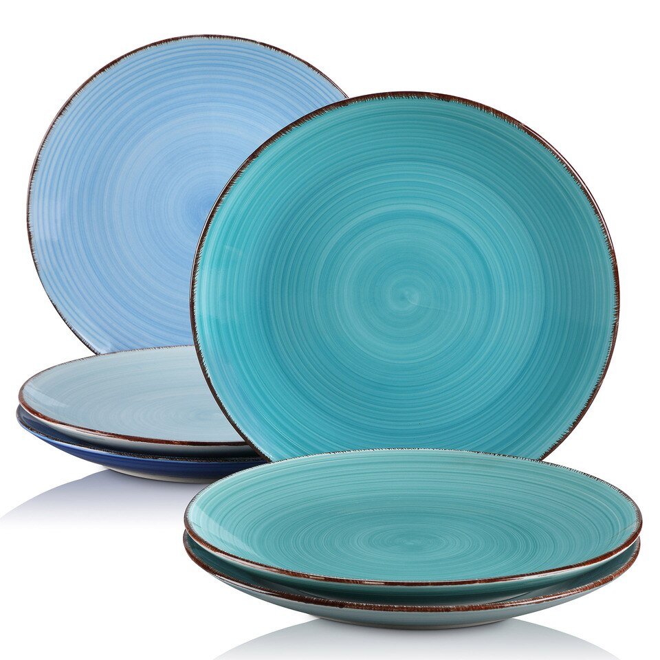 Ensemble de 6 Grandes Assiettes en Céramique Peintes à la Main vancasso Bonita Blue