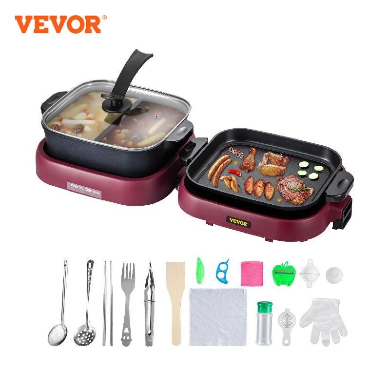 Grill et Hot Pot Électrique Pliable 2 en 1 VEVOR