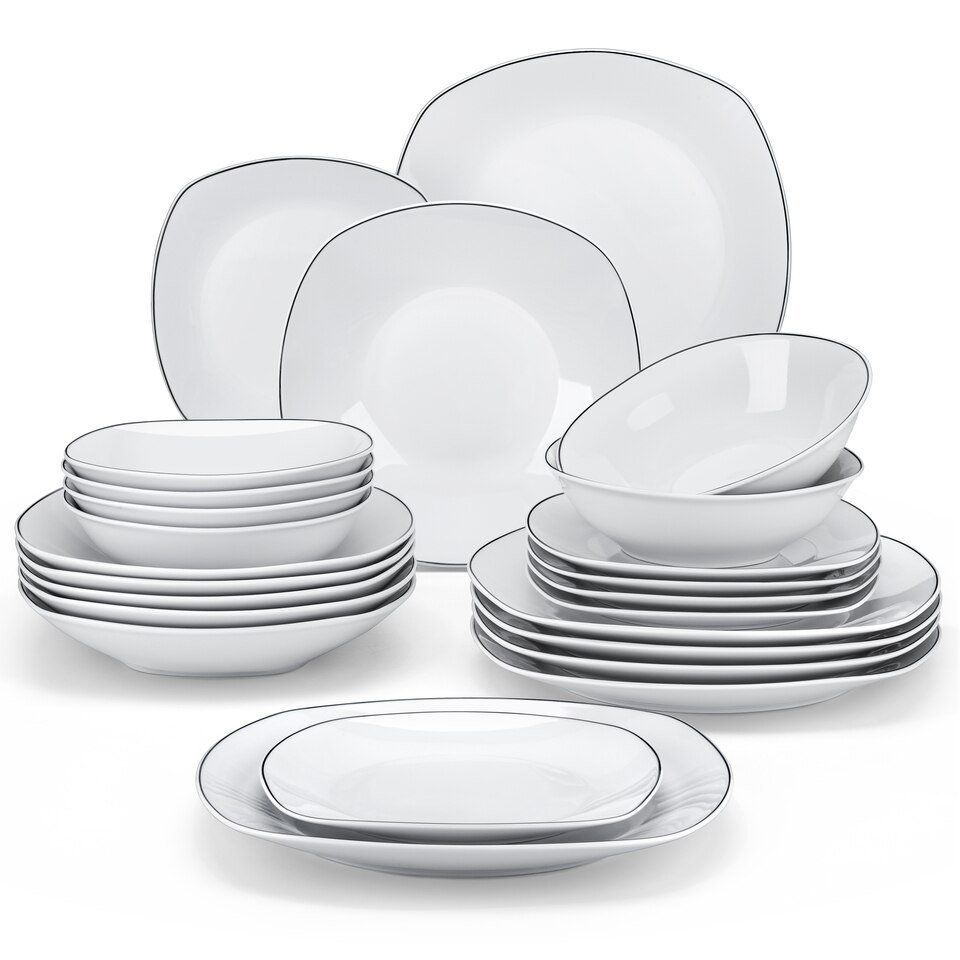 Ensemble d'Assiettes en Porcelaine pour 12/24 Personnes MALACASA ELISA