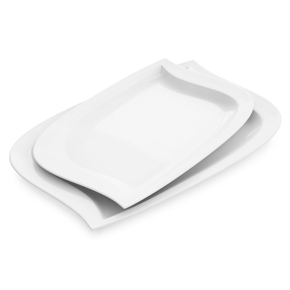 Grandes Assiettes de Service MALACASA en Porcelaine Blanche