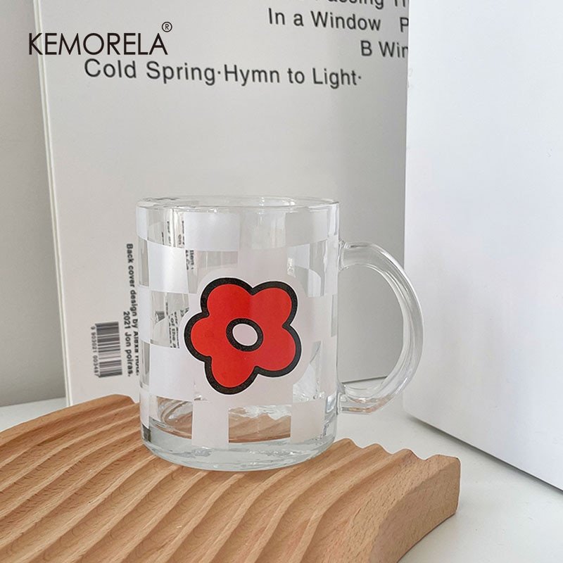 Tasse à Café en Verre à Motif Floral et Damier - 5