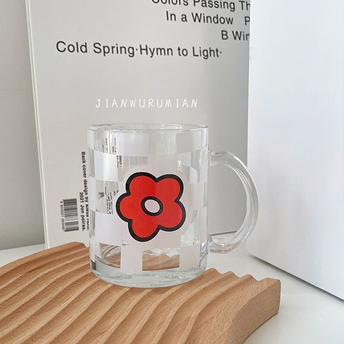 Tasse à Café en Verre à Motif Floral et Damier - 4