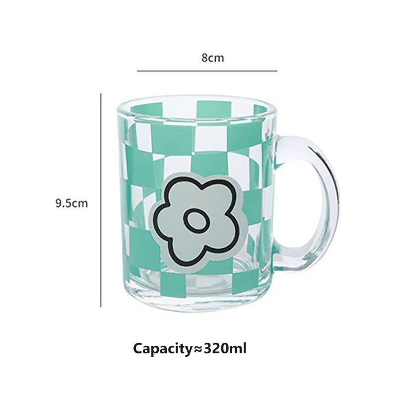 Tasse à Café en Verre à Motif Floral et Damier - 8